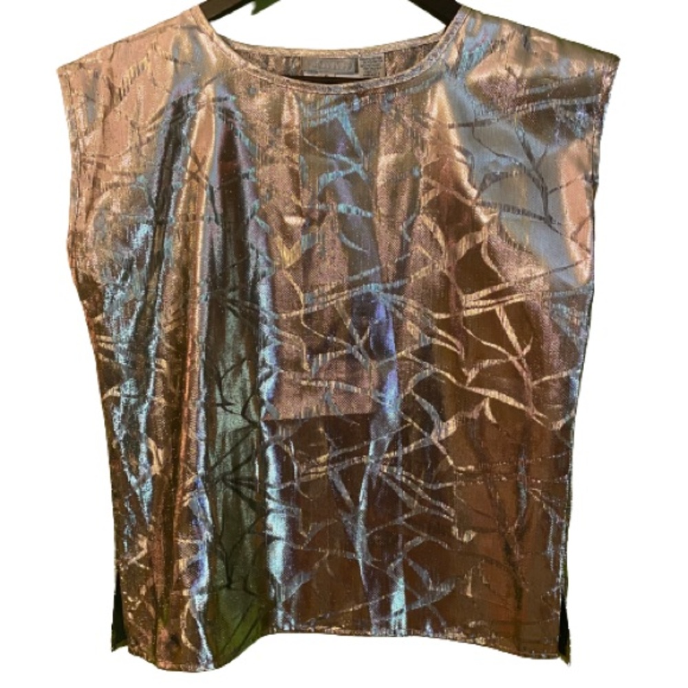 Vintage 80’s gold lame sleeveless boxy top